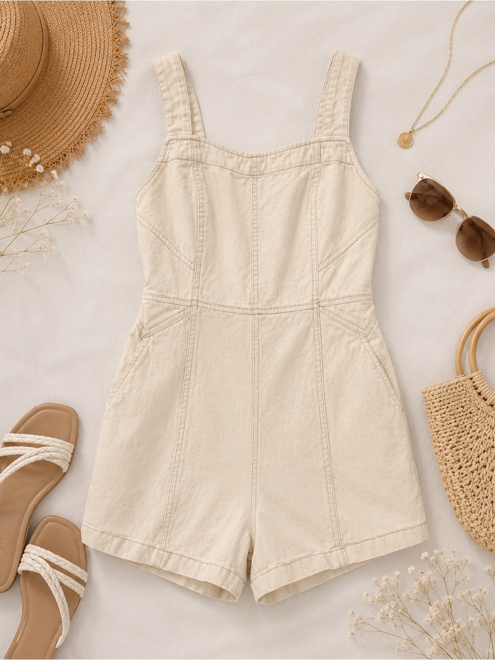 Macy & Taylor Cream Sleeveless Romper
